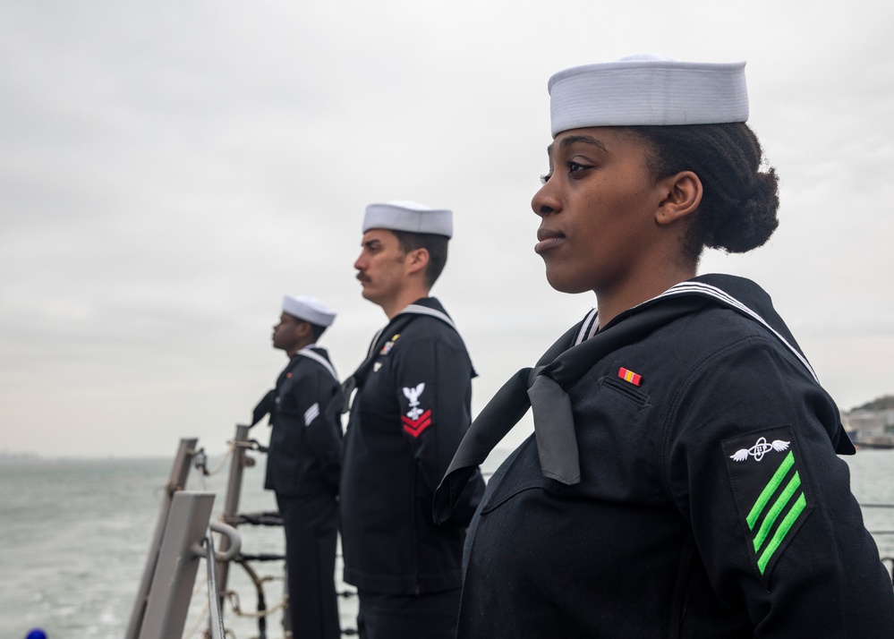 Sailors Conduct Sea-and-Anchor Evolution Aboard USS John Finn