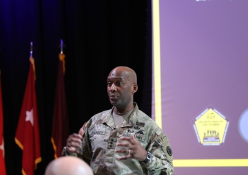 Lt. Gen. Xavier Brunson, I Corps Commander, presents as the Keynote Speaker on Day 2 of the Holistic Health and Fitness Symposium