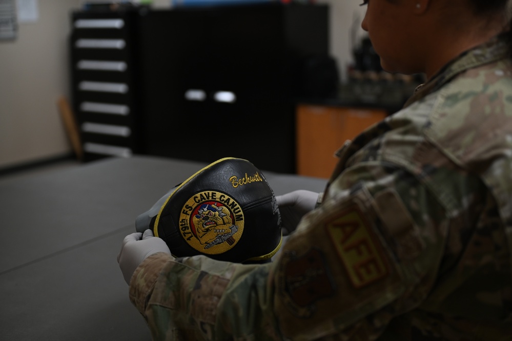 Aircrew Flight Equipment conducts helmet inspections