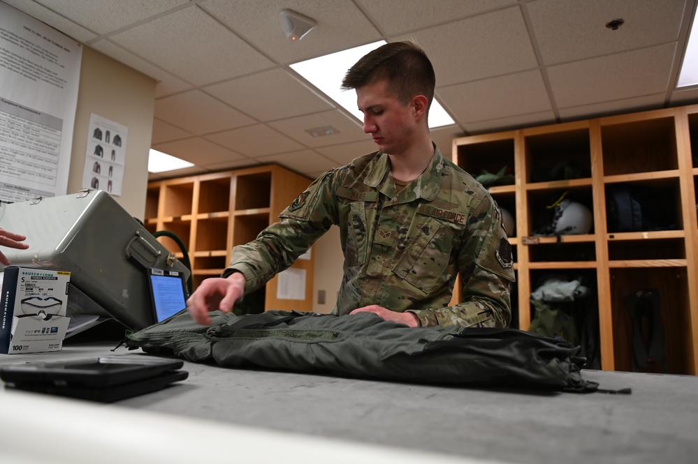 Aircrew Flight Equipment conducts helmet inspections