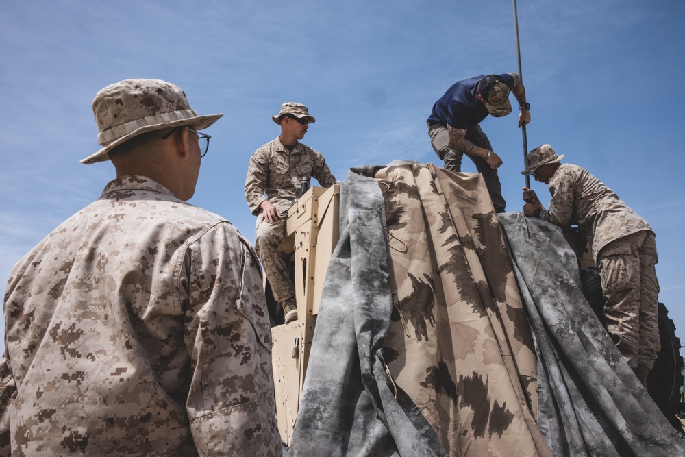 U.S. Marines with Combat Logistics Battalion 24 Practice Camouflage Techniques