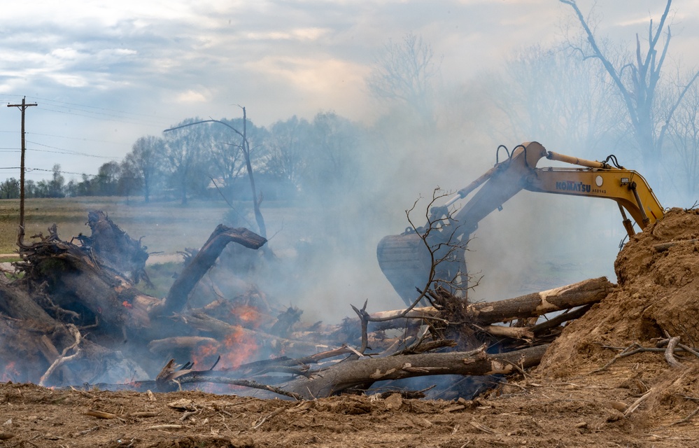 Tornado Debris Burned in Covington