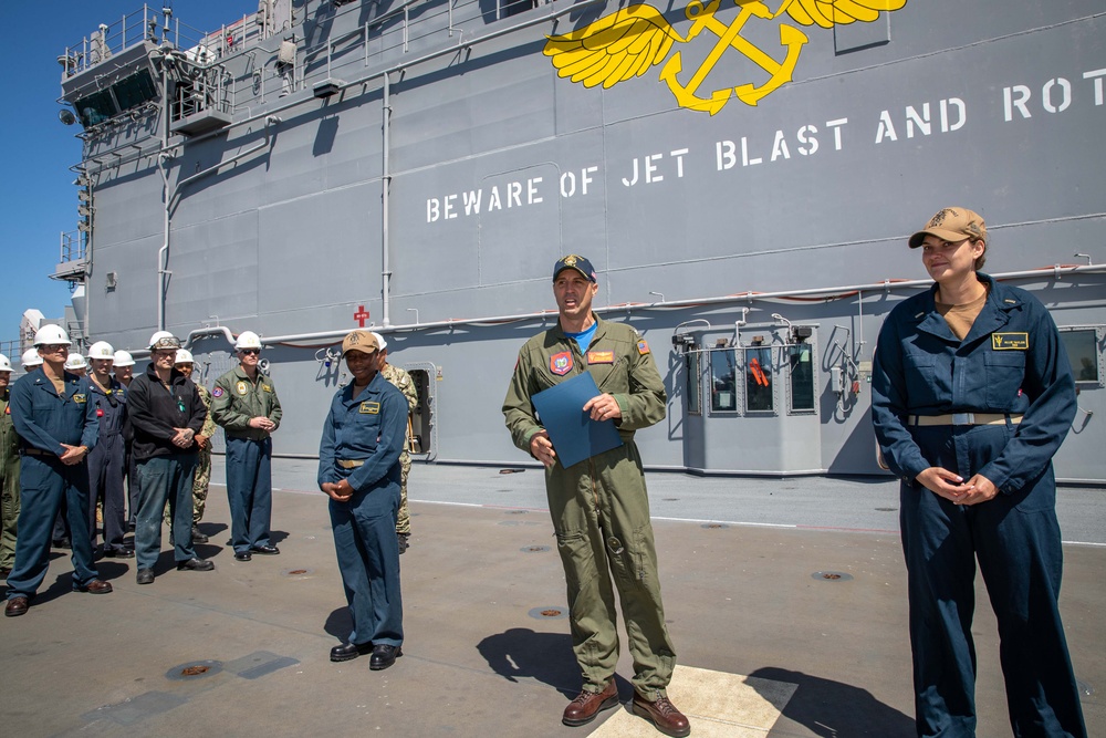 USS Tripoli Pins Two New Surface Warfare Officers