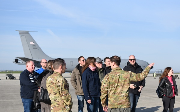 German leaders from the local community observe an aerial refueling mission