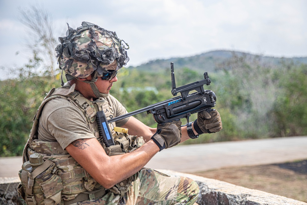 1-27 Delta fire M320 Grenade Launcher on Fernandez Hill, Fort Magsaysay, Philippines