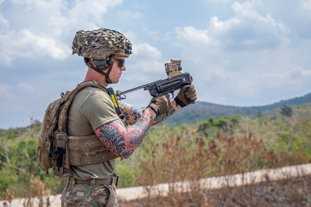 1-27 Delta fire M320 Grenade Launcher on Fernandez Hill, Fort Magsaysay, Philippines