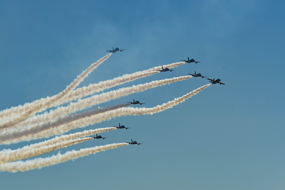 Italy’s Frecce Tricolori aerobatic team fly the skies of Aviano