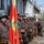 Bulgarian Volunteers stand in line after WWII reenactment