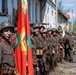 Bulgarian Volunteers stand in line after WWII reenactment