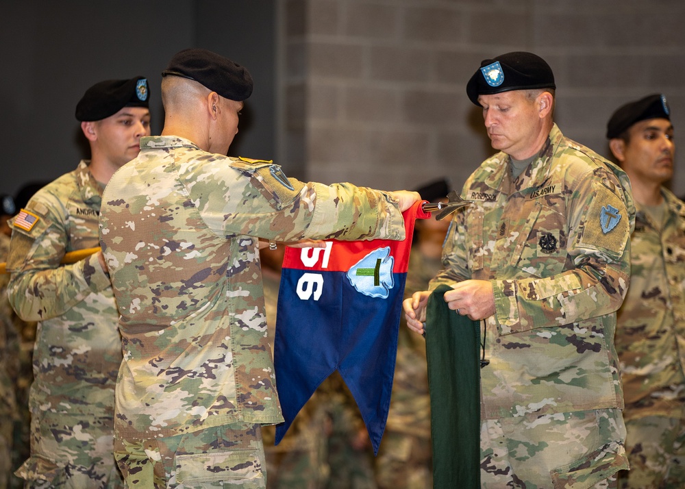 Texas Guardsmen from 56th IBCT, 1-143rd Airborne case colors to mobilize