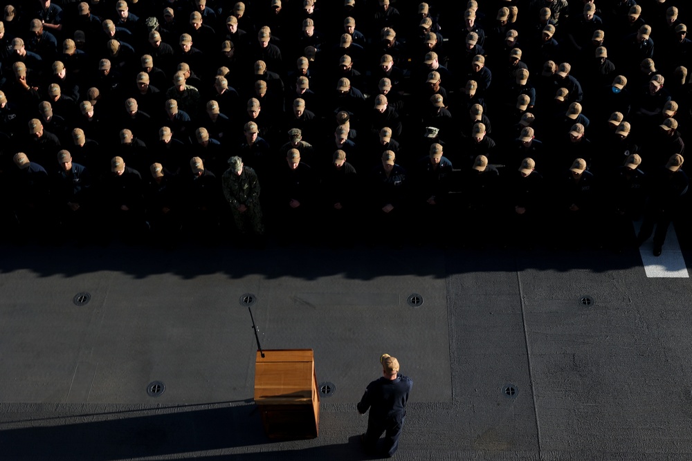 USS Bataan Holds All Hands Call