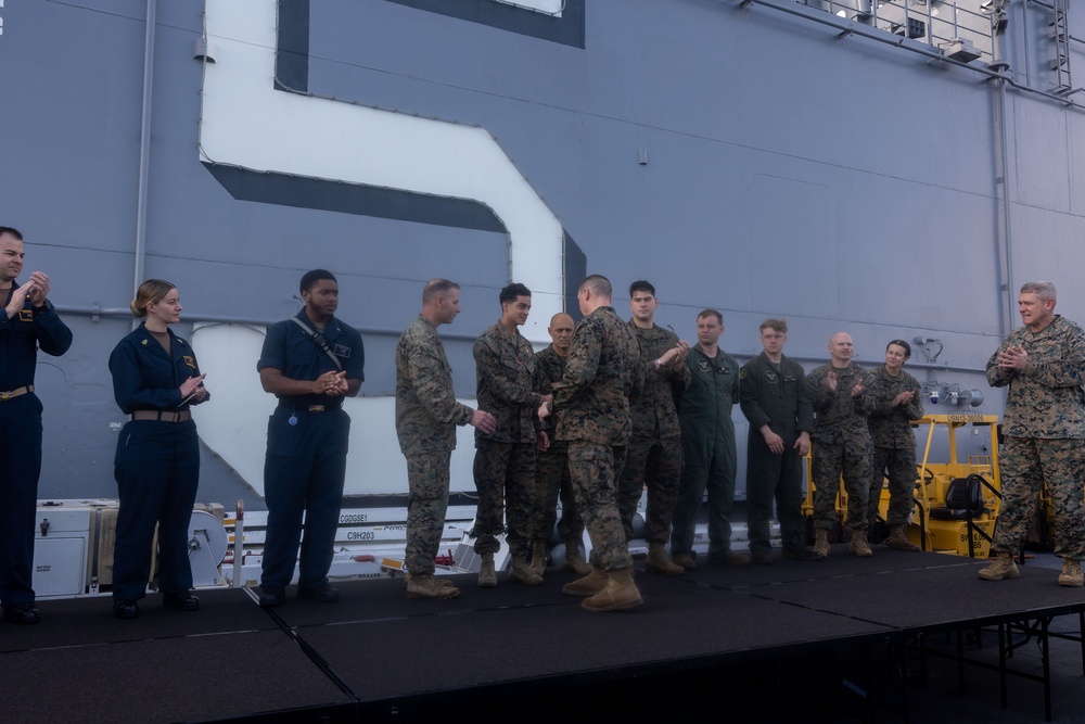 26th Marine Expeditionary Unit Formation Aboard the USS Bataan