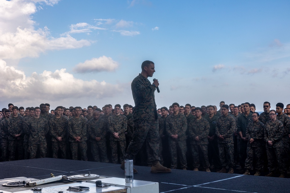 26th Marine Expeditionary Unit Formation Aboard the USS Bataan