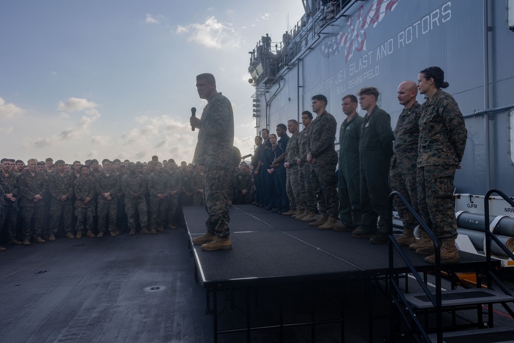 26th Marine Expeditionary Unit Formation Aboard the USS Bataan