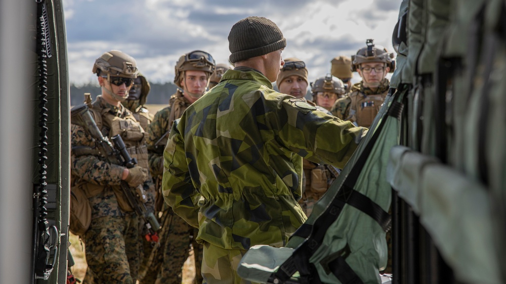 U.S. Marines with 2/8 Conduct an Air Assaults with Swedish Armed Forces