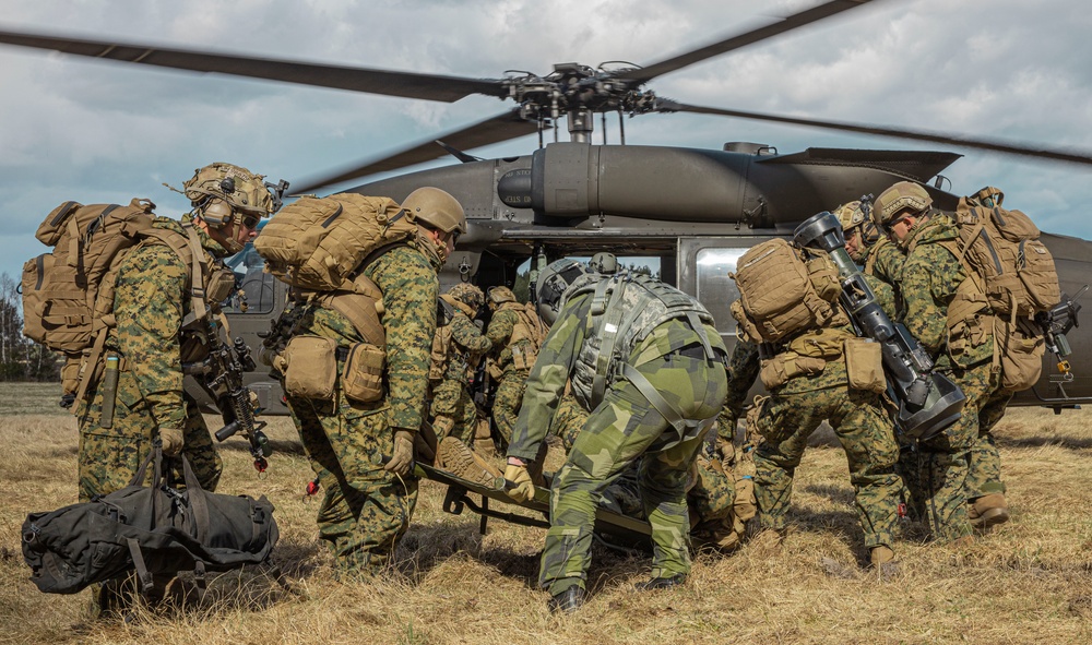U.S. Marines with 2/8 Conduct an Air Assaults with Swedish Armed Forces