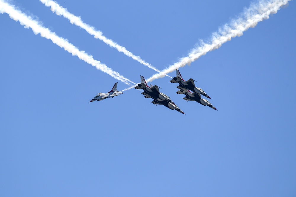 Performers practice for the 2023 TOTS Air and Space Show