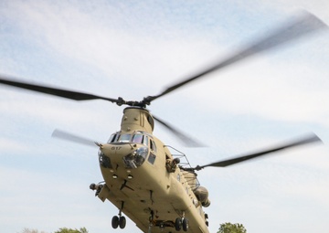 Iowa Chinook crew sling loads F-80 Shooting Star