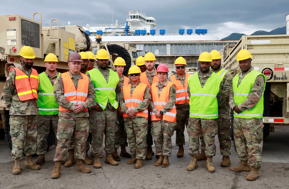 Soldiers from the 793rd MCT, 7th MSC make U.S. cargo transport history in Montenegro