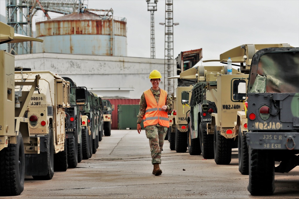 Soldiers from the 793rd MCT, 7th MSC make U.S. cargo transport history in Montenegro