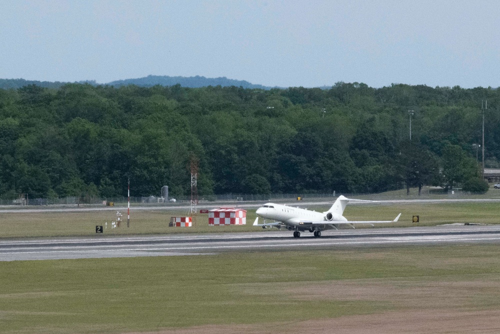 First E-11A BACN aircraft arrives at Robins Air Force Base