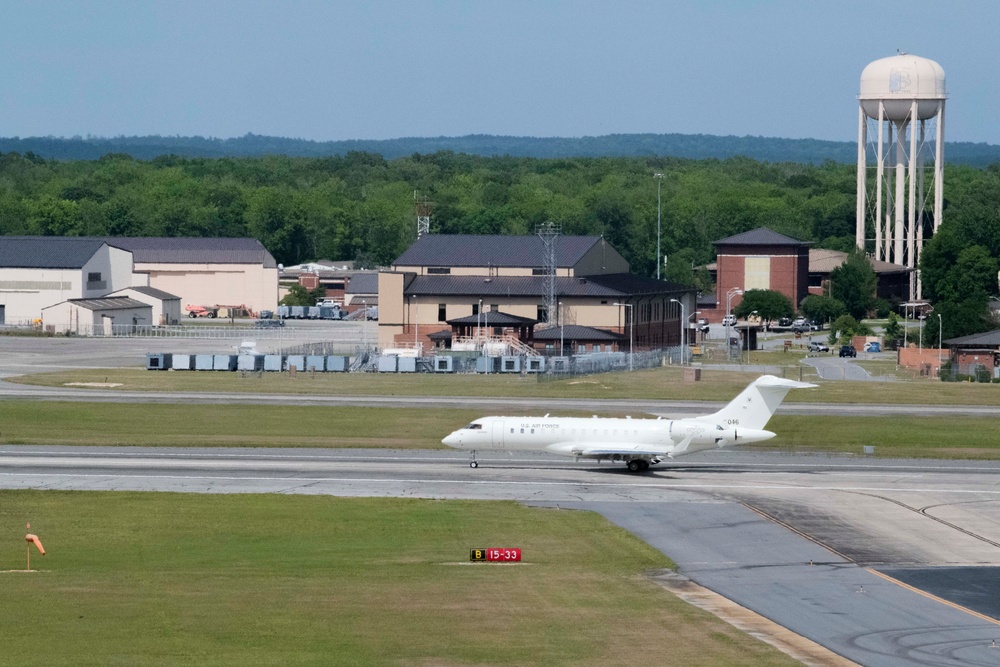 First E-11A BACN aircraft arrives at Robins Air Force Base