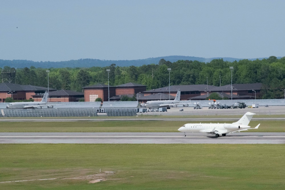 First E-11A BACN aircraft arrives at Robins Air Force Base