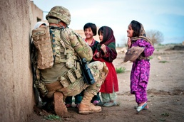 Soldier with Afghan children