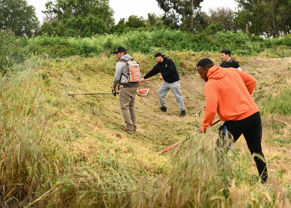 Members of Vandenberg Volunteers to Clean-up the River Bend Bike Park in Lompoc