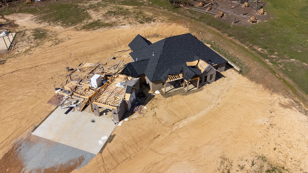 Aerial of Tornado Damage in Adamsville