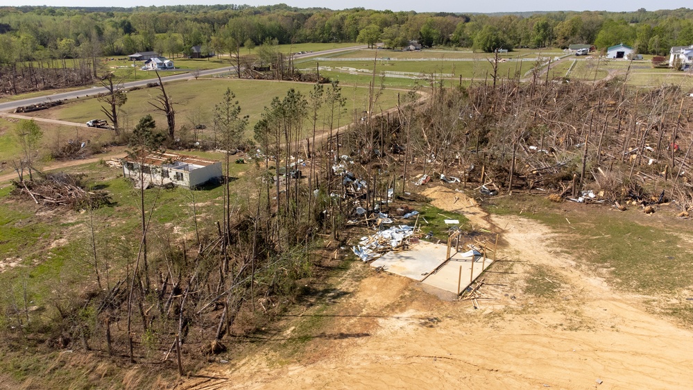 Aerial of Tornado Damage in Adamsville