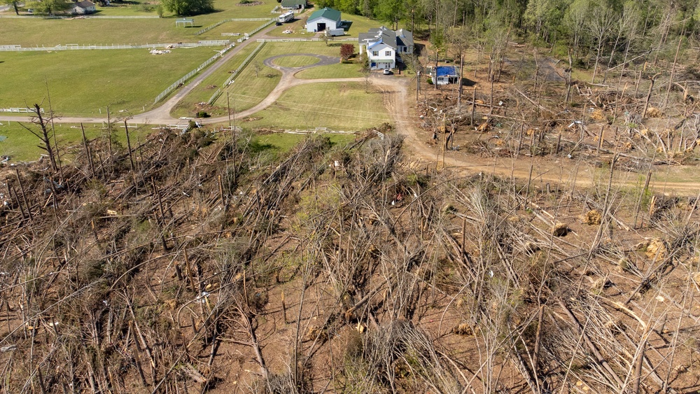 Aerial of Tornado Damage in Adamsville