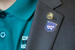 Col. Scott Kindberg proudly wears a "Denim Day" pin