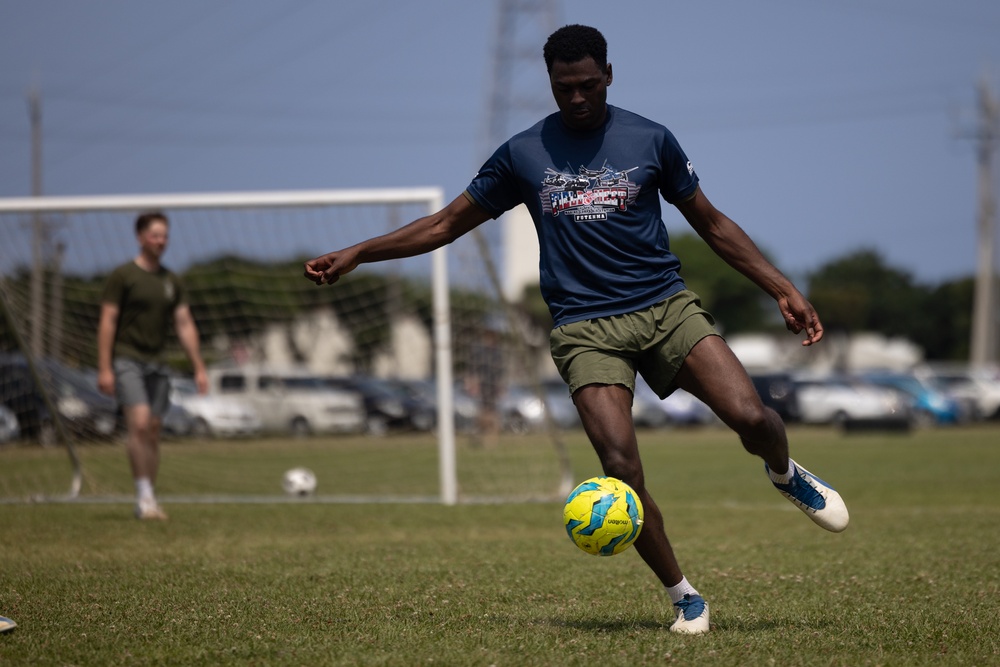 U.S. MARINES COMPETE IN A FIELD MEET