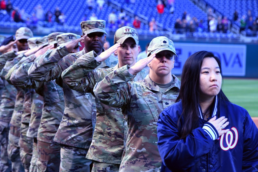Washington Nationals salute the National Guard