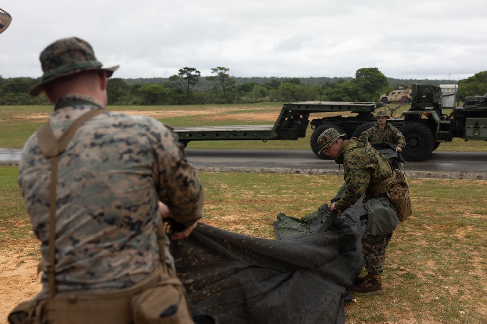 Combat Logistics Battalion 4 Marines build a base of operations during a MCCRE