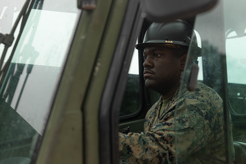 Combat Logistics Battalion 4 Marines build a base of operations during a MCCRE