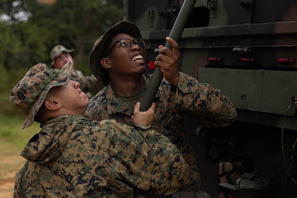 Combat Logistics Battalion 4 Marines build a base of operations during a MCCRE