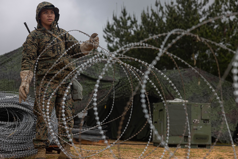 Combat Logistics Battalion 4 Marines build a base of operations during a MCCRE