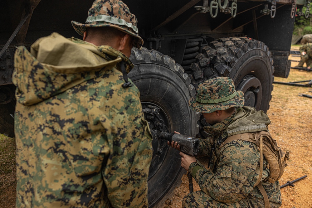 Combat Logistics Battalion 4 Marines build a base of operations during a MCCRE