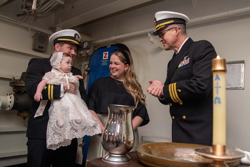 USS Ronald Reagan (CVN 76) hosts a baptism