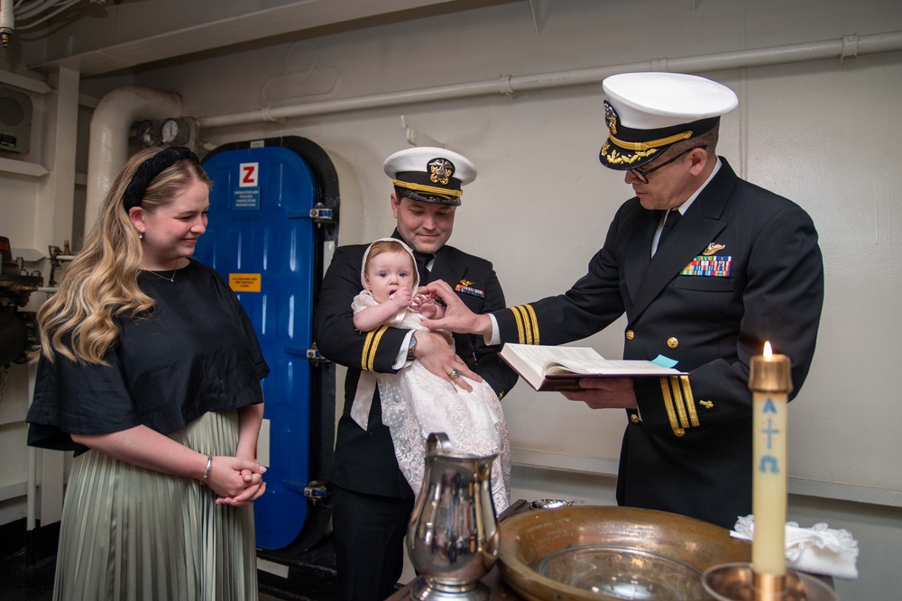 USS Ronald Reagan (CVN 76) hosts a baptism