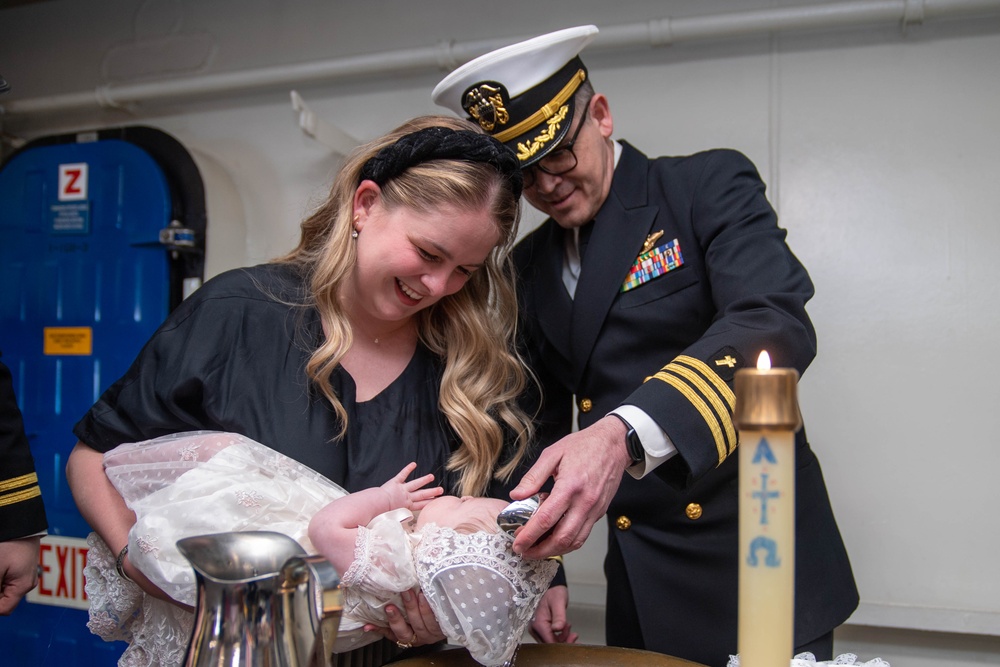 USS Ronald Reagan (CVN 76) hosts a baptism