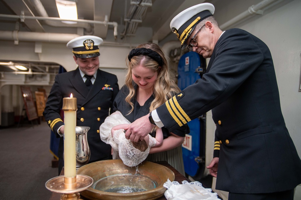 USS Ronald Reagan (CVN 76) hosts a baptism