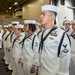 USS Ronald Reagan (CVN 76) Sailors conduct dress whites uniform inspection