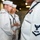 USS Ronald Reagan (CVN 76) Sailors conduct dress whites uniform inspection