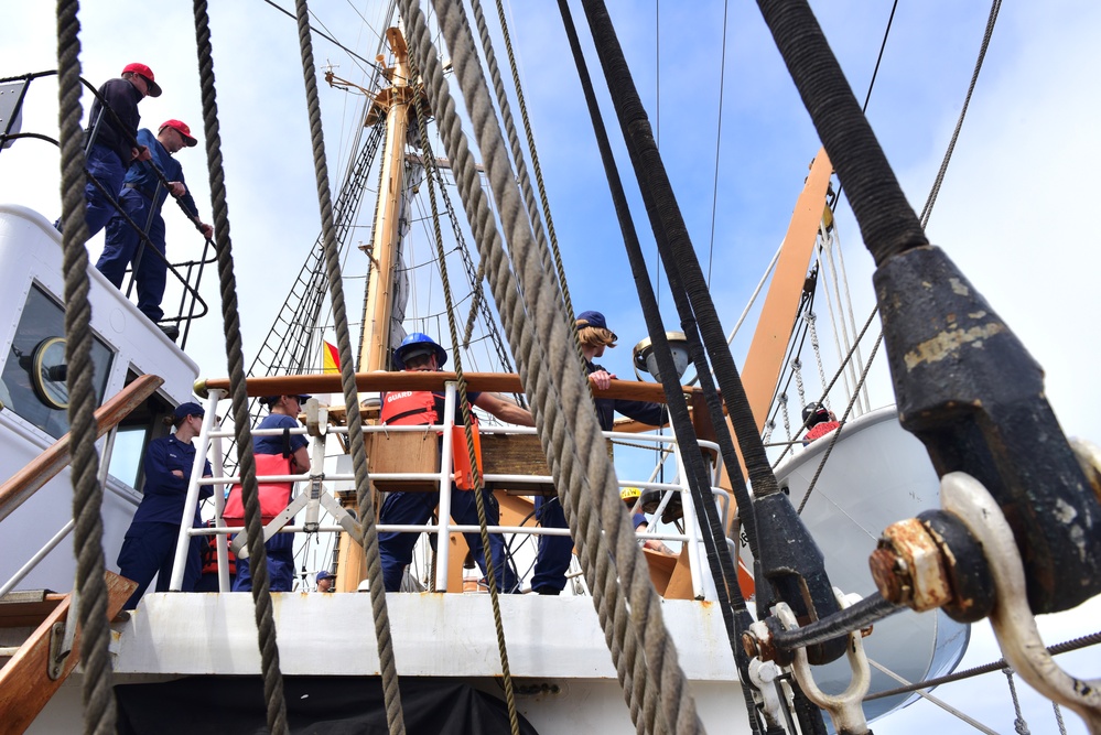 USCGC Eagle conducts man-overboard drill while underway