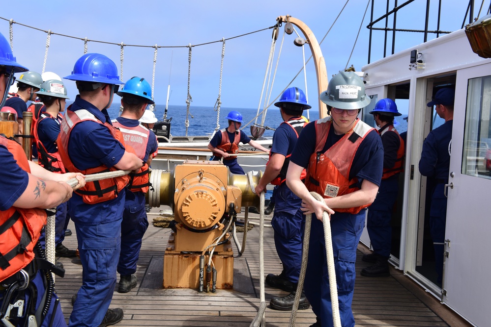 USCGC Eagle conducts man-overboard drill while underway