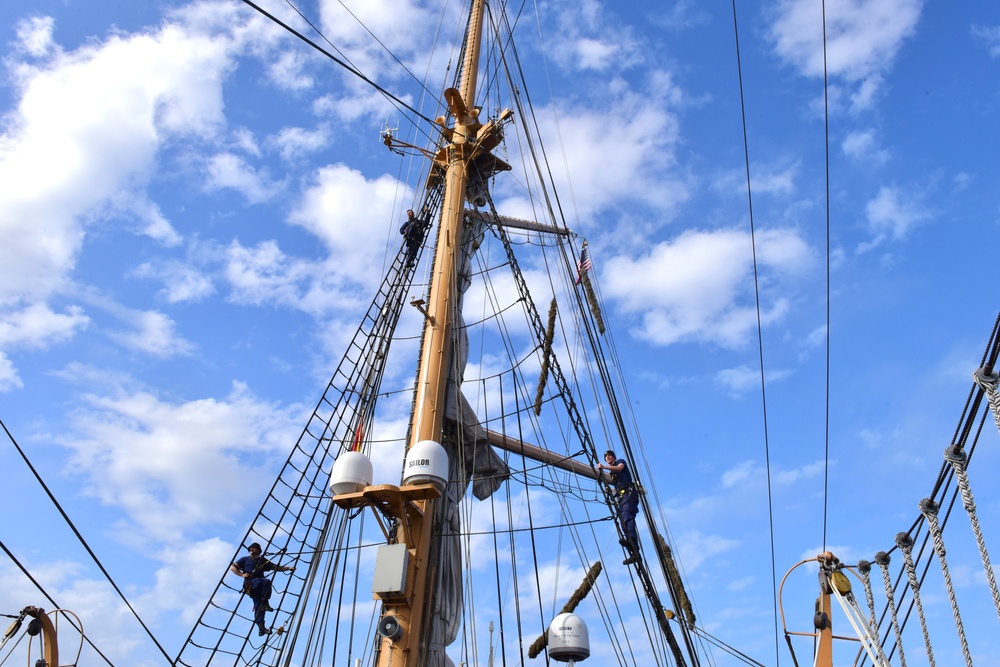 USCGC Eagle conducts man-overboard drill while underway