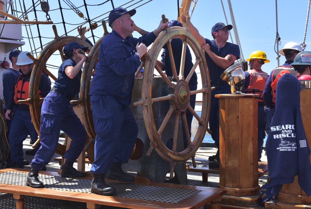 USCGC Eagle conducts man-overboard drill while underway